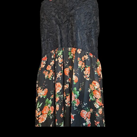 Deb Black Strapless Maxi Dress with Floral Skirt Size Small - Picture 3 of 6